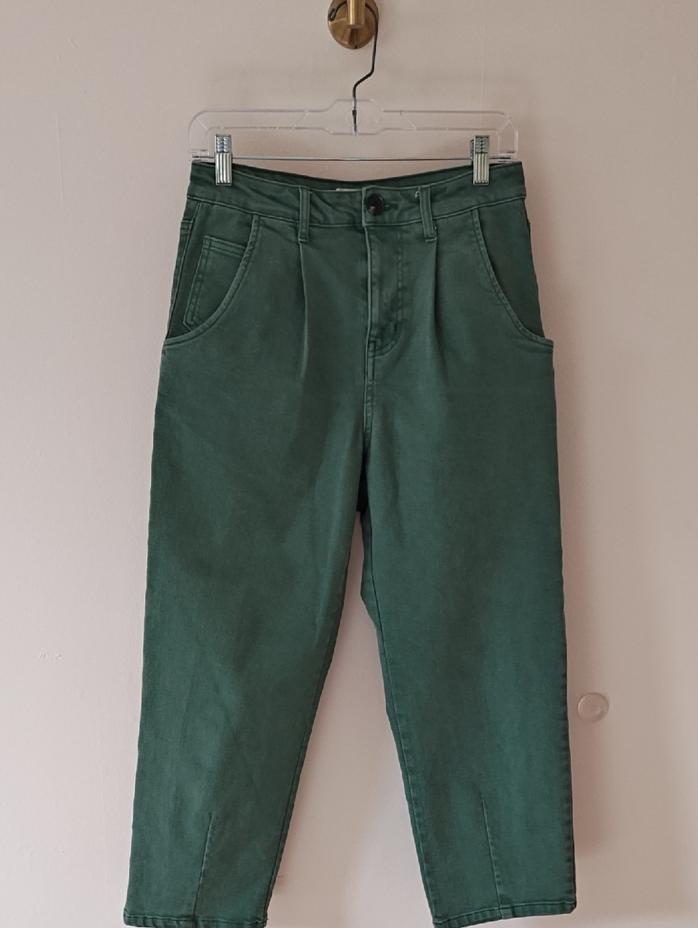 Zara Green High-Rise Tapered Jeans